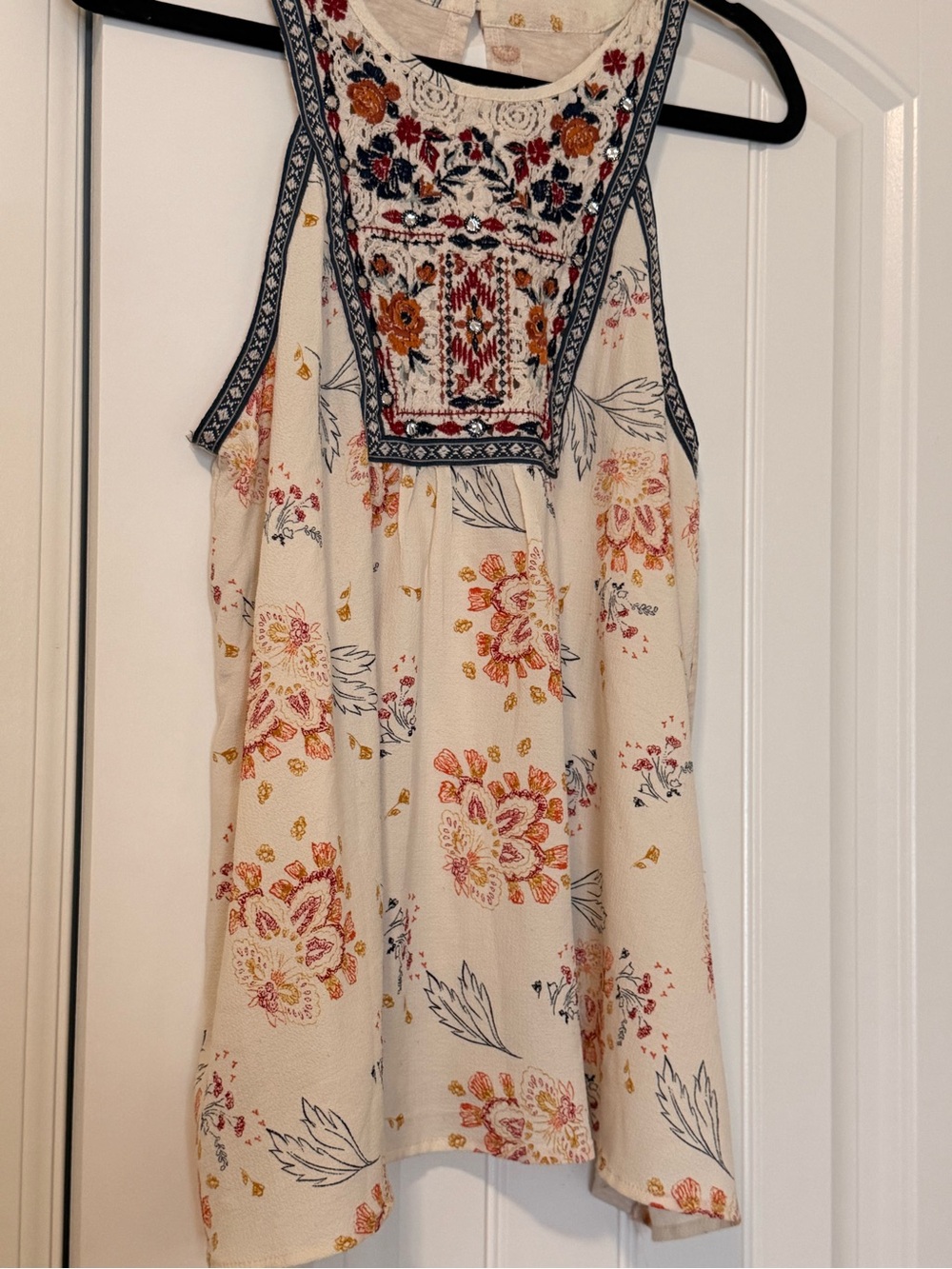 Altar’d State Embroidered Boho Tank Top Floral Beaded Festival Sleeveless Blouse